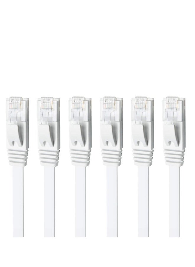 Generic - CAT 6 Ethernet Cable, 6 Pack 3ft High Speed Solid Flat CAT6 Gigabit Internet Network LAN Patch Cords, Bare Copper Snagless RJ45 Connector for Modem, Router, Computer - Image 1