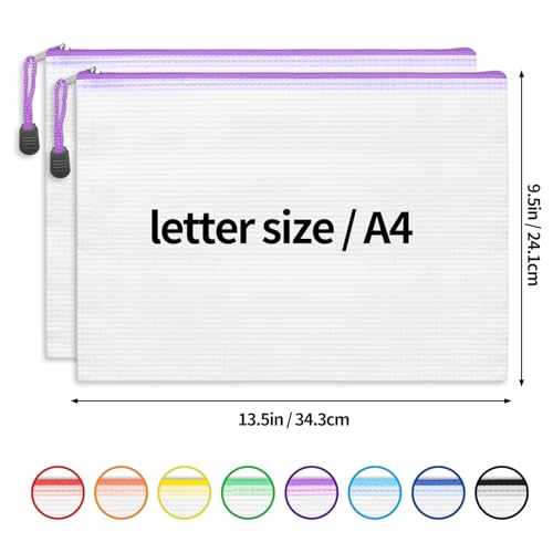 EOOUT 32pcs Mesh Zipper Pouch Bags, Mesh Bags with Zipper, Zipper Pouch for Organizing, Letter Size, A4 Size, for Office Supplies, Puzzles - Image 2