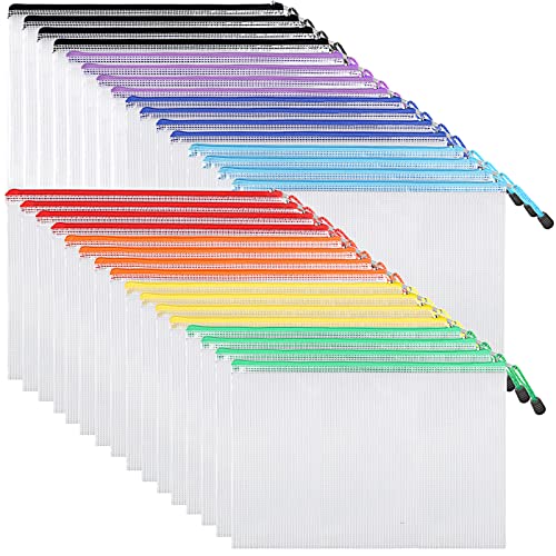 EOOUT 32pcs Mesh Zipper Pouch Bags, Mesh Bags with Zipper, Zipper Pouch for Organizing, Letter Size, A4 Size, for Office Supplies, Puzzles - Image 1