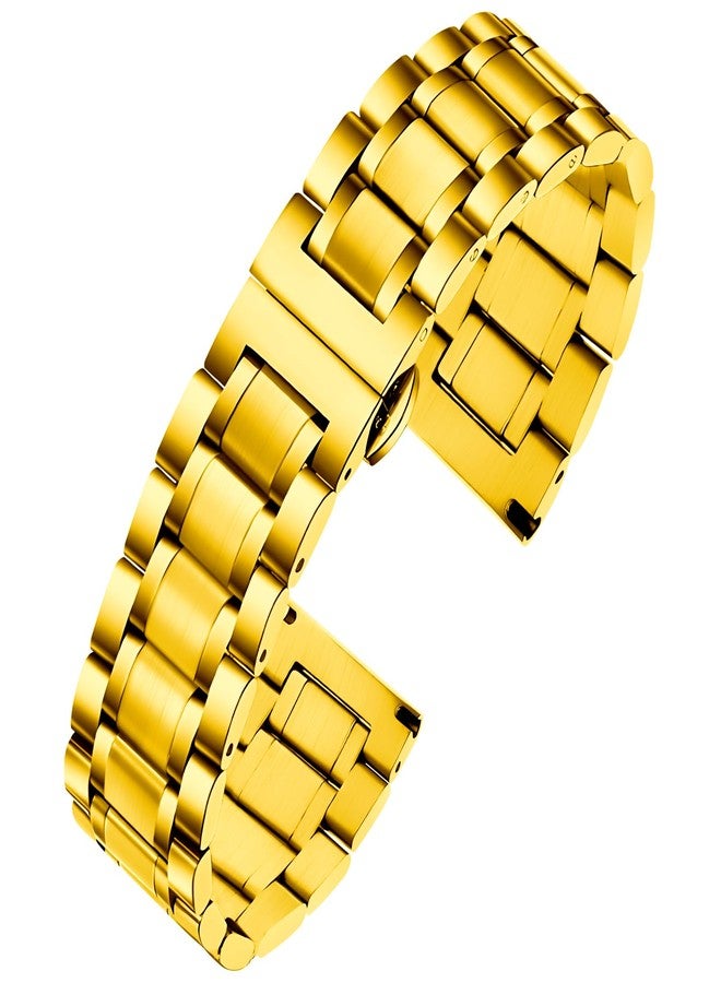 TStrap Metal Watch Band 19mm - Gold Quick Release Watch Bands for Men Women - Stainless Steel Smart Watch Strap Bracelet Replacement Polished - 12mm ... 20mm 22mm 24mm - Image 1