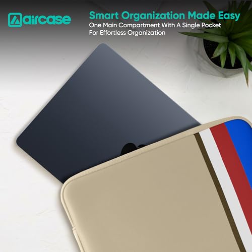 AirCase Protective Laptop Bag Sleeve fits Upto 14.1" Laptop/MacBook, Wrinkle Free, Padded, Water Resistant Light Neoprene case Cover Pouch, for Men & Women, Biege - Image 3