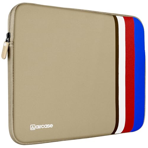 AirCase Protective Laptop Bag Sleeve fits Upto 14.1" Laptop/MacBook, Wrinkle Free, Padded, Water Resistant Light Neoprene case Cover Pouch, for Men & Women, Biege - Image 1