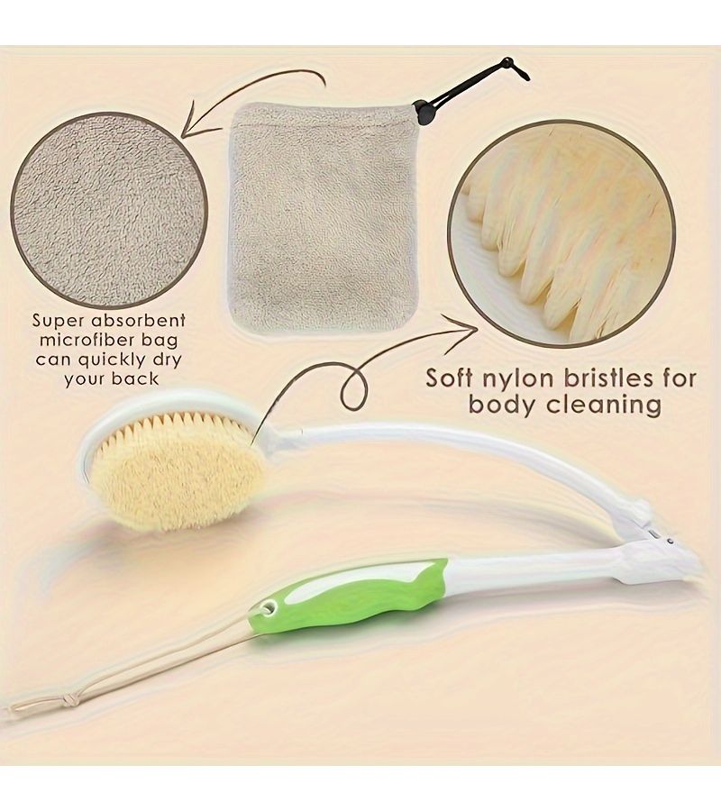 Curved Handy Back Scrubber Brush For Elderly Bathing Hands Free Comfort - Image 5