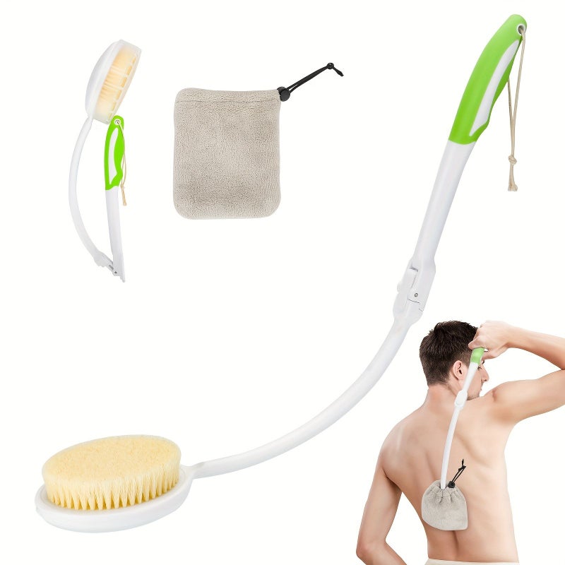 Curved Handy Back Scrubber Brush For Elderly Bathing Hands Free Comfort - Image 2
