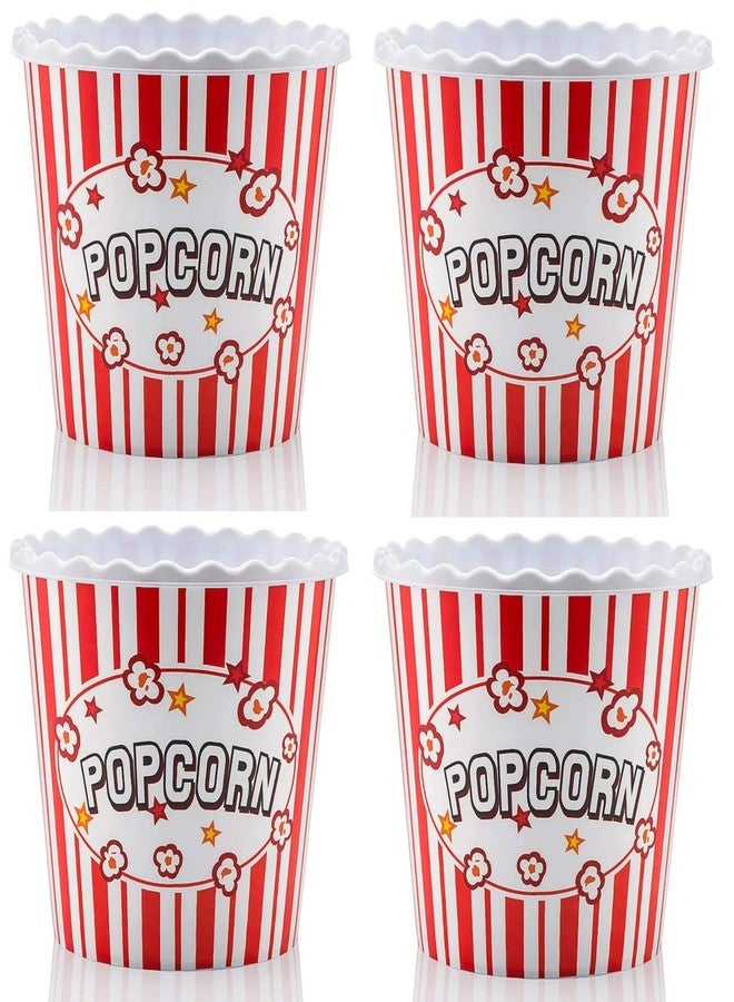 ONONEXPRESS Modern Style Reusable Plastic Popcorn Box/Popcorn Containers/Popcorn Bowls Set for Movie Theater Night - (BPA Free - Red/White 4 Pack-75 oz) - Image 1