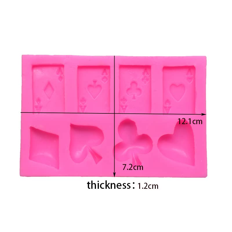 Guratapa 4 Aces Poker Cards Hearts Diamonds Spades Clubs Silicone Molds for DIY Fondant Candy Making Chocolate Mold Desserts Ice Gum Clay Biscuit Plaster Resin Cupcake Topper Cake Decor Moulds  - Image 1