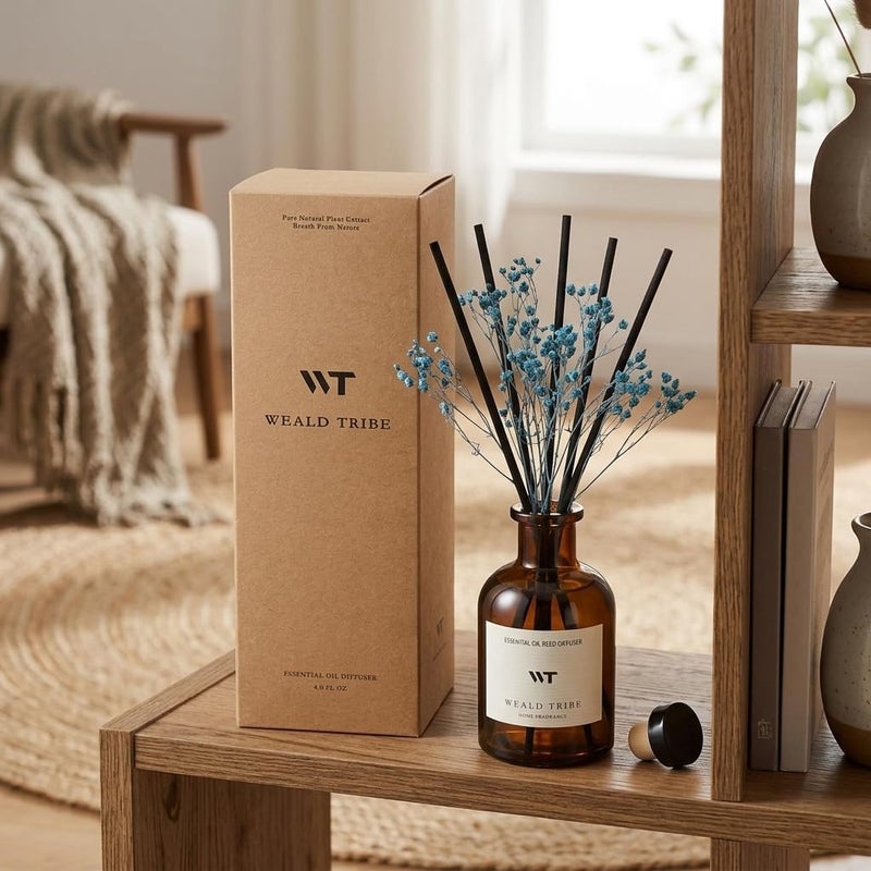 WEALD TRIBE Flower Reed Diffuser Set Cashmere Vanilla Scent for Bathroom Air Fresheners | 4.0 fl oz Essential Oils with Sticks Home Fragrance Defusers | House Bedroom Office Shelf Decor & Gift - Image 3