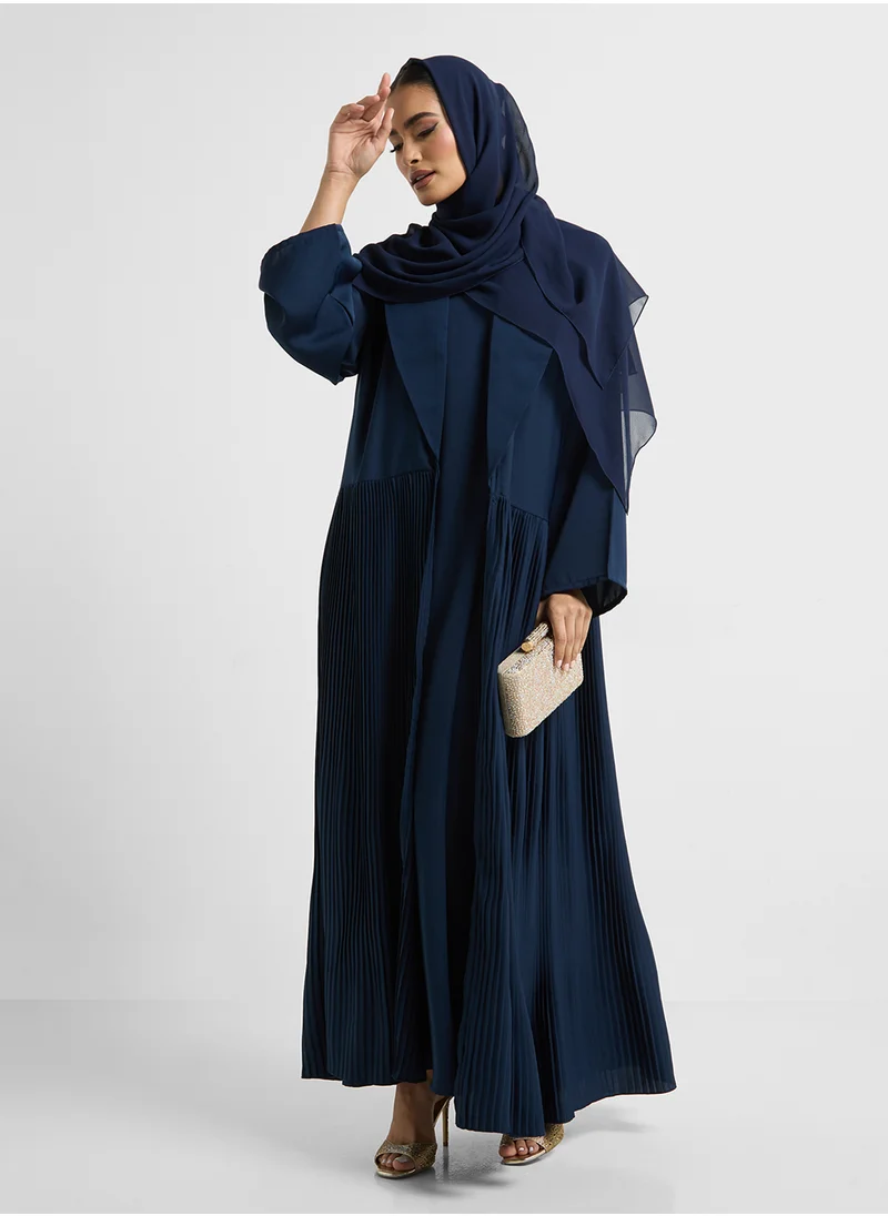Khizana Pleated Abaya With Inner Dress & Sheila