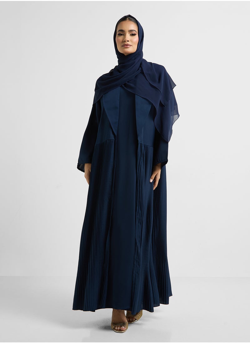 Khizana Pleated Abaya With Inner Dress & Sheila  - Image 1
