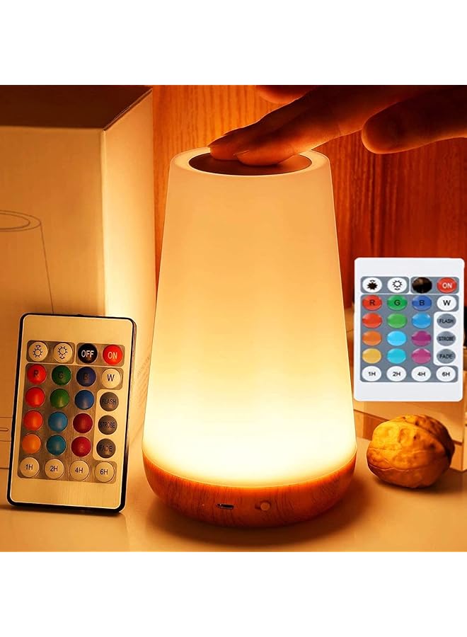 The Bros LED night light, bedside table lamp for baby kids room bedroom outdoor, dimmable eye caring desk lamp with color changing touch senor remote control USB rechargeable - Image 1