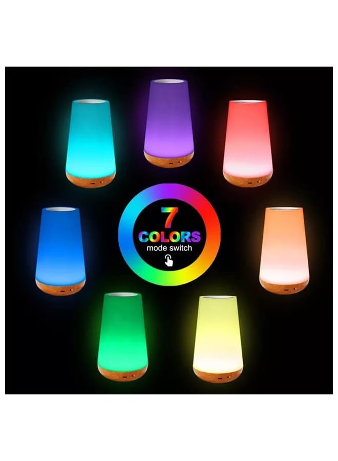 The Bros LED night light, bedside table lamp for baby kids room bedroom outdoor, dimmable eye caring desk lamp with color changing touch senor remote control USB rechargeable - Image 4