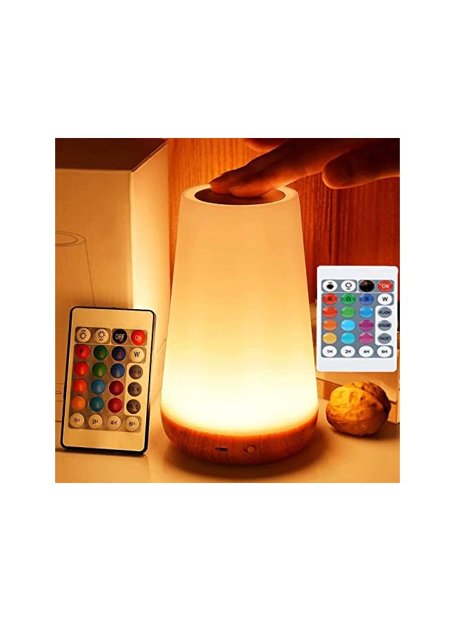 The Bros LED night light, bedside table lamp for baby kids room bedroom outdoor, dimmable eye caring desk lamp with color changing touch senor remote control USB rechargeable - Image 2