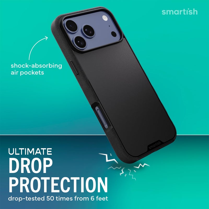 SmartishÂ® iPhone 17 Pro Max MagSafe Case - Gripmunk Magnetic Slim Case [Lightweight + Protective] Thin Grip Cover with Microfiber Lining for Apple iPhone 17 Pro Max - Black Tie Affair - Image 2