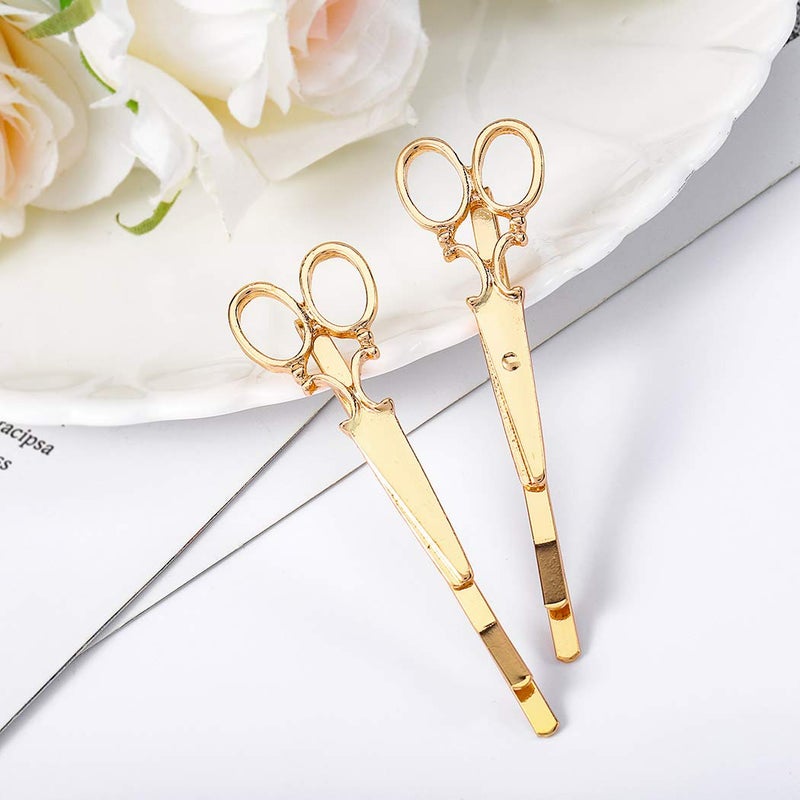 Fdesigner Leiothrix Hot Alloy Golden Scissor Hair Clips for Women and Girls Apply to Any Occasion (Two PCS in One Package) - Image 2