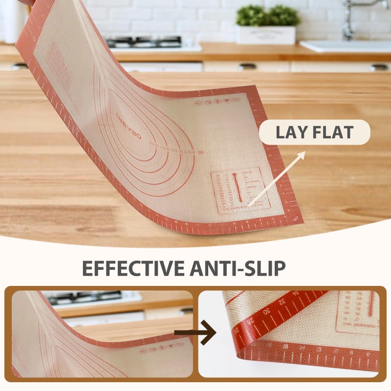 Dwavele Pastry Mat, 0.7mm Extra Thick 32 x 24 Inches Large Non Stick Silicone Baking Pad, Pie Crust Rolling Supplies for Making Christmas Cookies Bread, Easy to Clean - Image 4