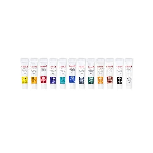 Camel Artist Gouache Colours Assorted Pack of 12 Shades, 9ml Each - Image 2