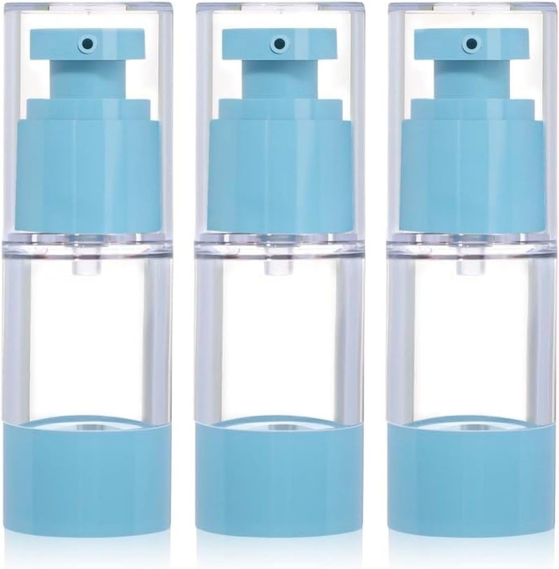 RONRONS 0.5oz 15ml Airless Pump Bottles, Small Travel Pump Bottle Leak Proof Refillable Cosmetic Containers for Foundation Moisturizer Lotion Skincare (3 Pieces)