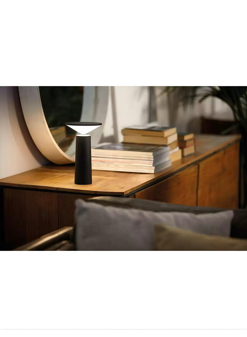 LED Bedroom Desk Lamp - Eye-Caring Bedside Lamp with USB Charging Black - Image 2
