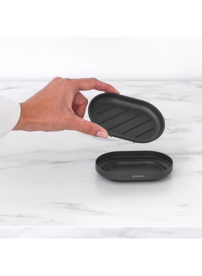 brabantia Mindset Textured Feel Non Scratching Anti-Slip Soap Dish Dark Grey 303326 - Image 1