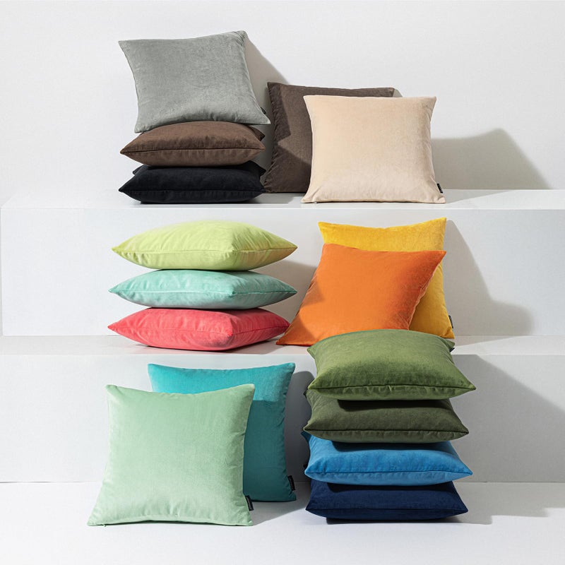 Phantoscope Pack of 2 Velvet Decorative Throw Decorative Pillow Cover Soft Solid Square Cushion Case for Couch Light Turquoise 12 x 20 inches 30 x 50 cm - Image 5