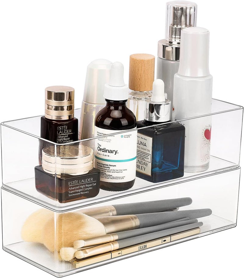 JessLab JessLab Acrylic Organizer, 2PK Cube Sections Makeup Organizer for Drawer, Makeup Organizer for Vanity, Countertop, Bathroom, Kitchen and Cabinet Storage(1+1 Compartment) 