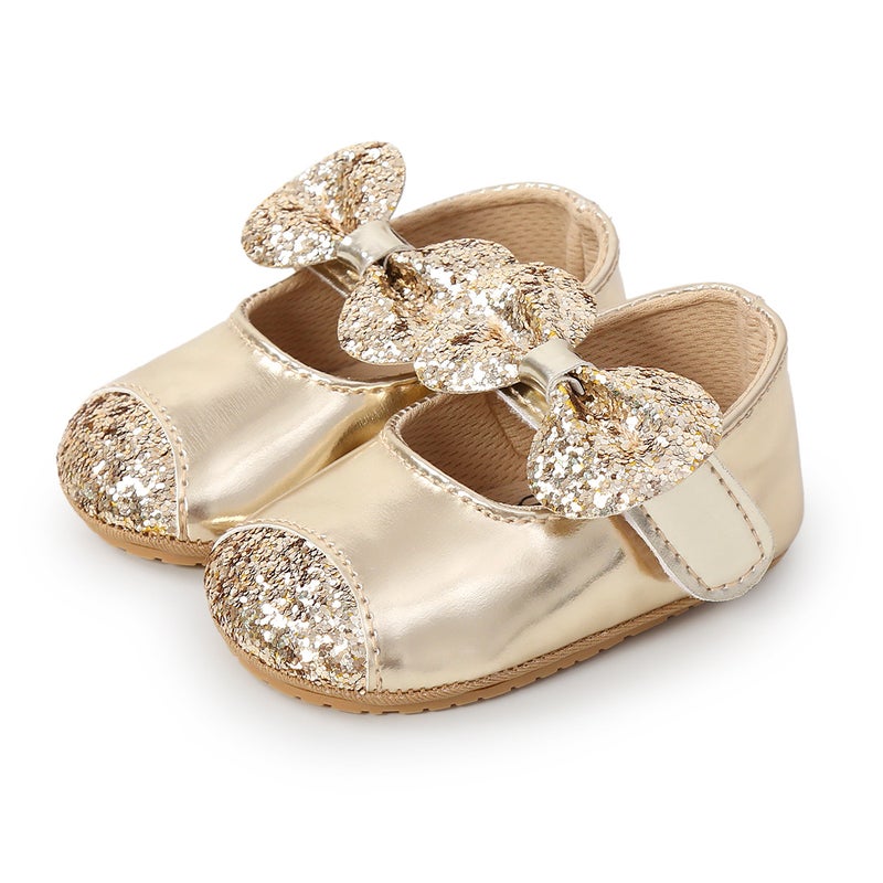 Butterfly Sequin Princess Baby Shoes Soft Sole M1951 Gold 