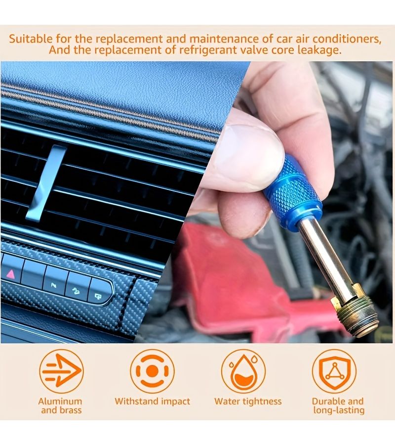 طقم صمامات تكييف هواء السيارة R134A مكون من 44 قطعة مع صمامات إطارات - Image 4