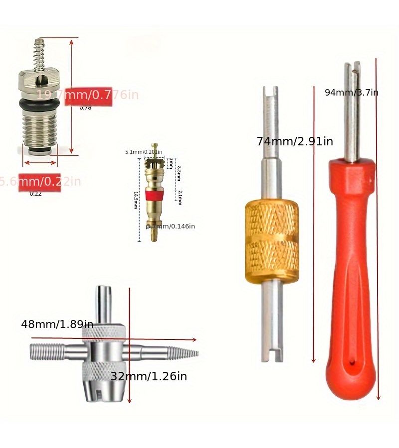 طقم صمامات تكييف هواء السيارة R134A مكون من 44 قطعة مع صمامات إطارات - Image 2