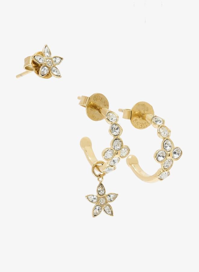GUESS Crystal Flowers Earrings Set - Image 1