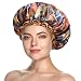 mikimini Large Shower Cap for Women Long Hair,Mystery Shower Caps with Brown Lace, Reusable Waterproof Bathing Shower Hat - Image 2