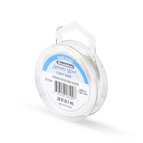 Artistic Wire سلك فني، سلك نحاسي ملون مقاوم للتآكل بسمك 18، مطلي بالفضة، 20 قدم - Image 1