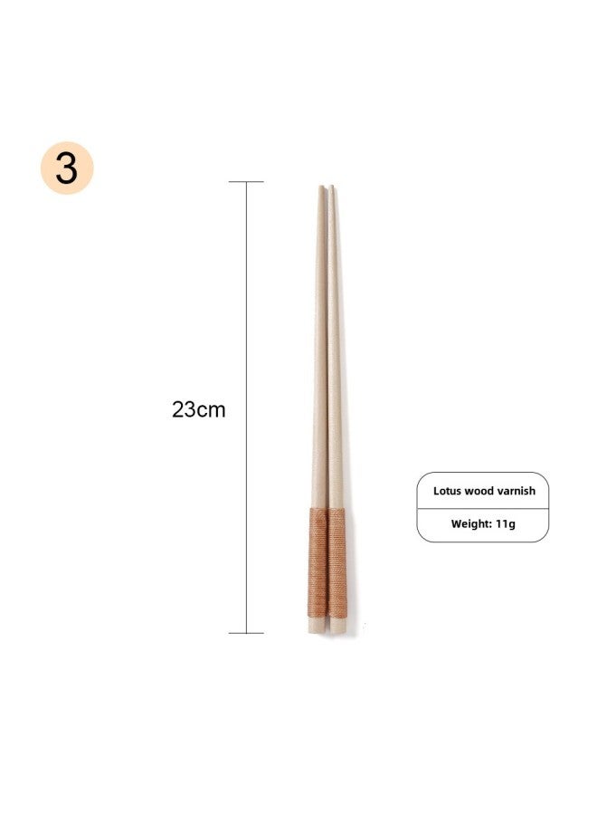 Household Phoebe Solid Wood Winding Chopsticks Hotel Restaurant Chinese Chopsticks Lotus Portable Chopsticks Wooden Tableware Wholesale-Color:No. 3 Lotus Wood 23cm - Image 1