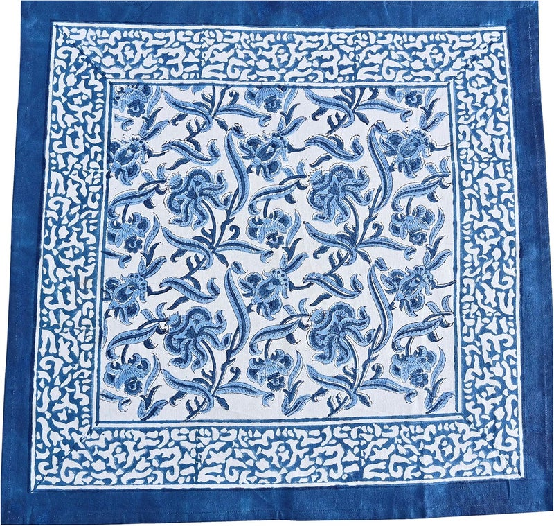 ATOSII Midnight Bloom Blue 100 Cotton Cloth Napkins Hand Block Floral Print Designer Table Linen Perfect for Dinners Weddings Cocktails Parties I 20 X 20 Inches I Set of 4 I - Image 2