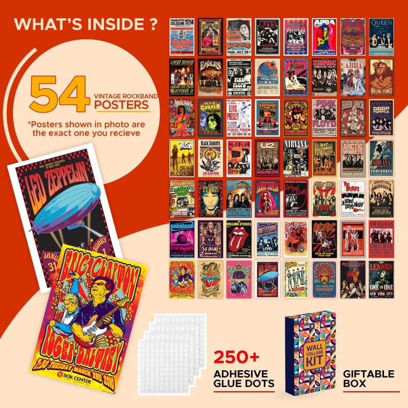 CodersParadise 56PCS Vintage Rock Band Posters Set â€“ Retro 70s 80s 90s Music Wall Art Prints, Classic Rock & Metal Concert Album Cover Collage for Bedroom, Living Room, Man Cave, Teen Room Decor (4x6 Inch) - Image 2
