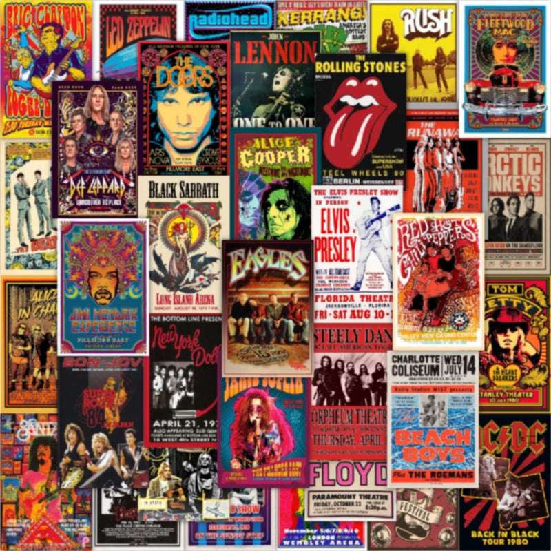 CodersParadise 56PCS Vintage Rock Band Posters Set â€“ Retro 70s 80s 90s Music Wall Art Prints, Classic Rock & Metal Concert Album Cover Collage for Bedroom, Living Room, Man Cave, Teen Room Decor (4x6 Inch) - Image 1