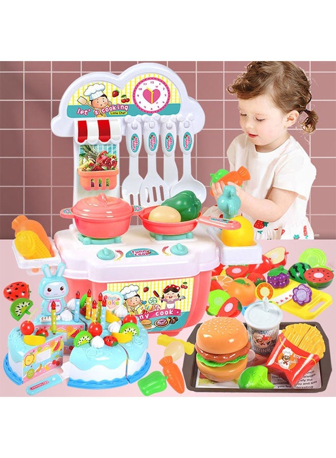 Kitchen Playset, 22PcsKid Play Kitchen Toy,Lightweight Pretend Kitchen Play Set with Play Sink,Toddler Kitchen Playset for Girls Boys ,Mini Kitchen Set for Real Cooking,Play Food Toy and Kitchen Accessories, Play House Toys Set,Mini Kitchen Playset Toy For 3 4 5 6 Years Old（Pink) - Image 4