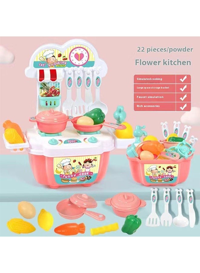 Kitchen Playset, 22PcsKid Play Kitchen Toy,Lightweight Pretend Kitchen Play Set with Play Sink,Toddler Kitchen Playset for Girls Boys ,Mini Kitchen Set for Real Cooking,Play Food Toy and Kitchen Accessories, Play House Toys Set,Mini Kitchen Playset Toy For 3 4 5 6 Years Old（Pink) - Image 5