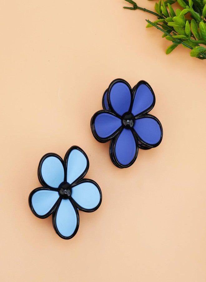 Cart Log CartLog Floral Hair Claws Multi-Color Romantic Style Accessories - Hairstyling Minimalist Sweet Acrylic Flower Claws Women - Flower Clip Beach Hairstyles Simple Colorful Girls And Women (Random Colors) (Big Size) (Pack of 2) - Image 1