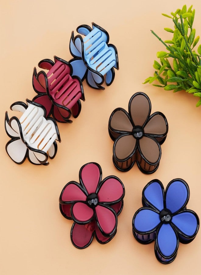 Cart Log CartLog Floral Hair Claws Multi-Color Romantic Style Accessories - Hairstyling Minimalist Sweet Acrylic Flower Claws Women - Flower Clip Beach Hairstyles Simple Colorful Girls And Women (Random Colors) (Big Size) (Pack of 2) - Image 3