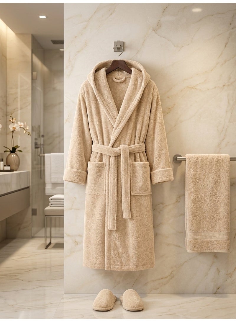 TM HOME Luxury Hotel Bath Robe Hoddies   + Towel 100*50 + Slipper with Luxury Box – 100% Egyptian Cotton – Elegant Color – Ultra-Soft, Highly Absorbent & Premium Quality for Home, Spa & Hotels - Image 1