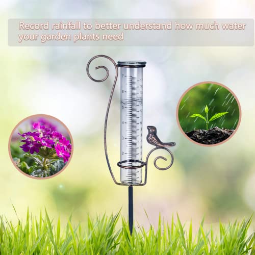 HOBYLUBY Rain Gauge Outdoor, 7 Inch Rain Gauges for Measuring Precipitation, Garden Yard Decor - Image 4