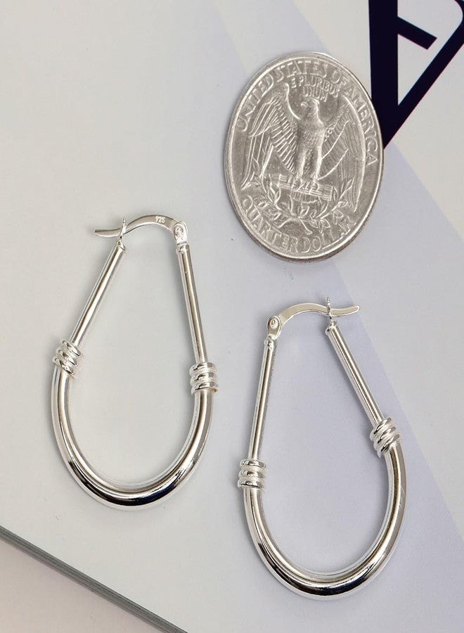 LeCalla 925 Sterling Silver Hoop Earrings for Women | Italian Design Classic Diamond-Cut Textured Hoops Earring | Women's Oval Drop Shape Silver Earring Jewelry, Small, Sterling Silver Yellow Gold - Image 5