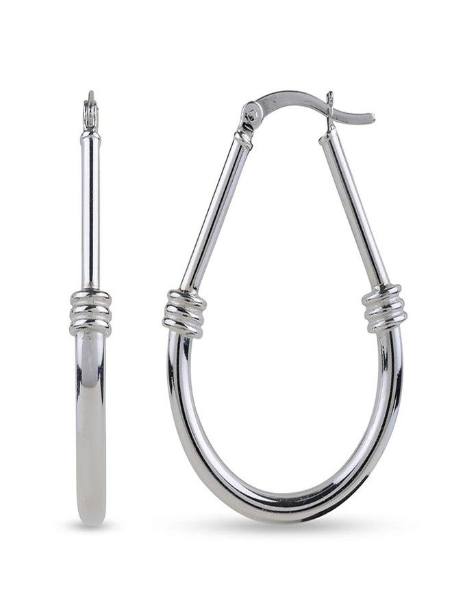 LeCalla 925 Sterling Silver Hoop Earrings for Women | Italian Design Classic Diamond-Cut Textured Hoops Earring | Women's Oval Drop Shape Silver Earring Jewelry, Small, Sterling Silver Yellow Gold - Image 1