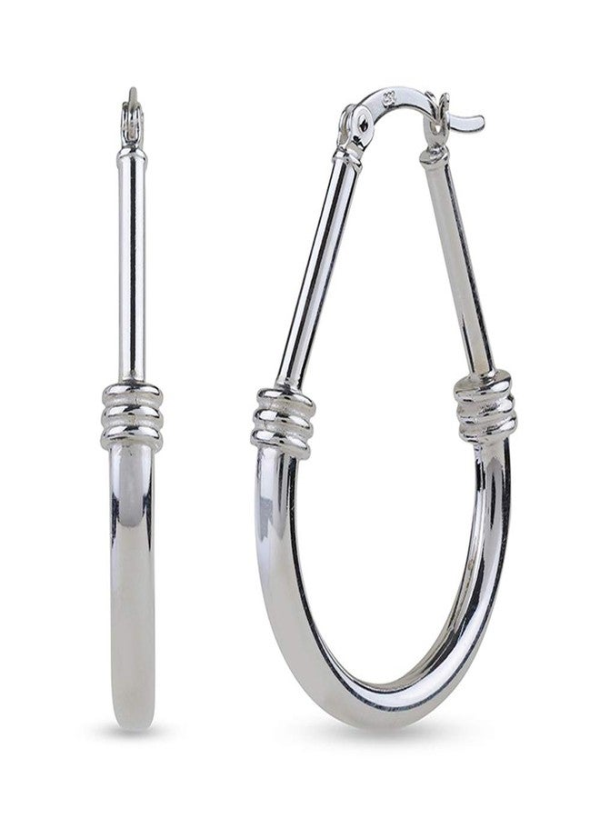 LeCalla 925 Sterling Silver Hoop Earrings for Women | Italian Design Classic Diamond-Cut Textured Hoops Earring | Women's Oval Drop Shape Silver Earring Jewelry, Small, Sterling Silver Yellow Gold - Image 2