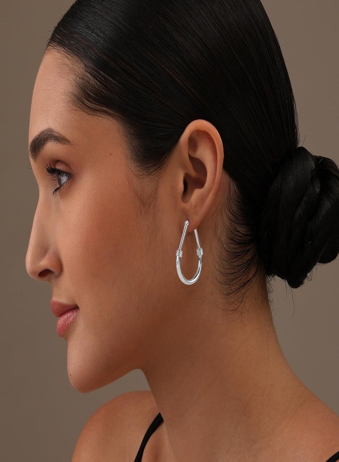 LeCalla 925 Sterling Silver Hoop Earrings for Women | Italian Design Classic Diamond-Cut Textured Hoops Earring | Women's Oval Drop Shape Silver Earring Jewelry, Small, Sterling Silver Yellow Gold - Image 3