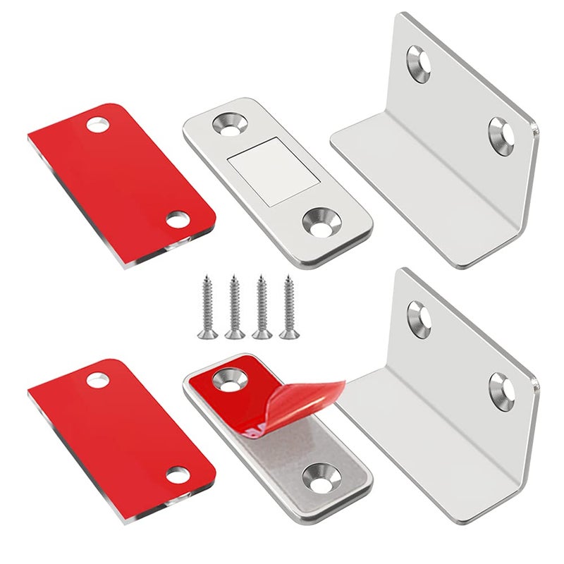 Jiayi 2 Pack Ultra Thin Cabinet Door Magnetic Closers LShaped Adhesive Mount Kitchen Closet Door Magnetic Catch