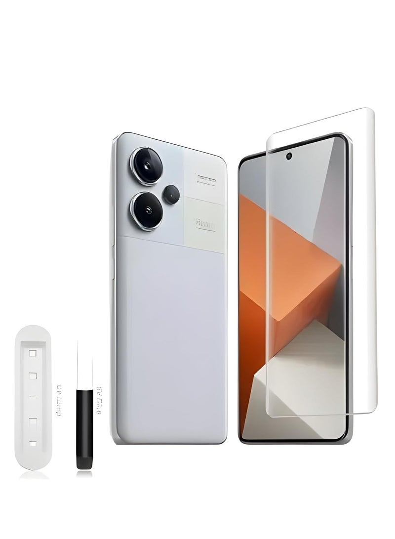 واقي شاشة من الزجاج المقوى بتغطية كاملة من الغراء السائل بالأشعة فوق البنفسجية لهاتف شاومي ريدمي نوت 13 برو بلس- شفاف - Image 2