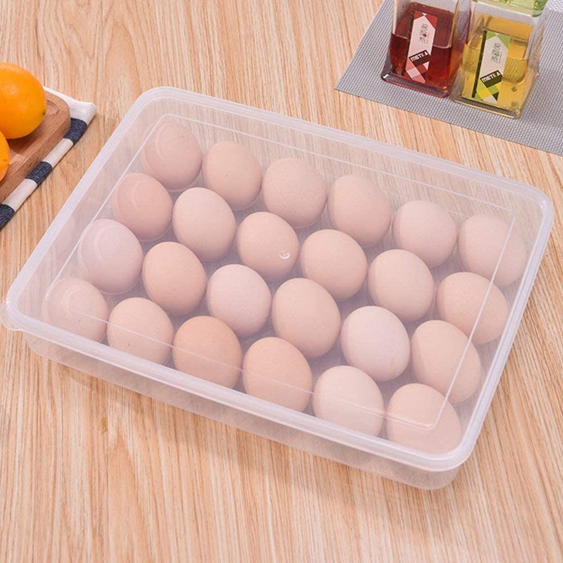 AVMPHD 24 Grid Egg Storage Box Egg Refrigerator Storage Tray Stackable Plastic Egg Containers for Fridge Kitchen Size of the 24 Egg Pack of 1 - Image 1