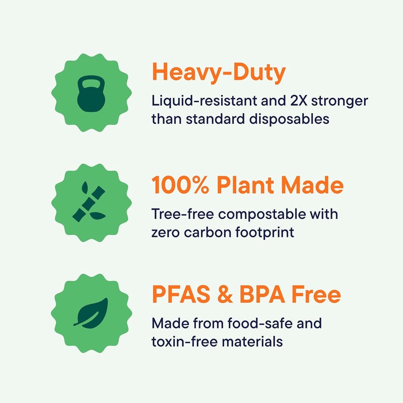 Stack Man 100% Compostable Square Paper Plates [50-Pack] - {PFAS-Free} - {BPI Certified} - [8 Inch] Heavy Duty, Eco-Friendly, Biodegradable Bagasse Dinner Plates - Natural Brown 8" Square Plate by - Image 3