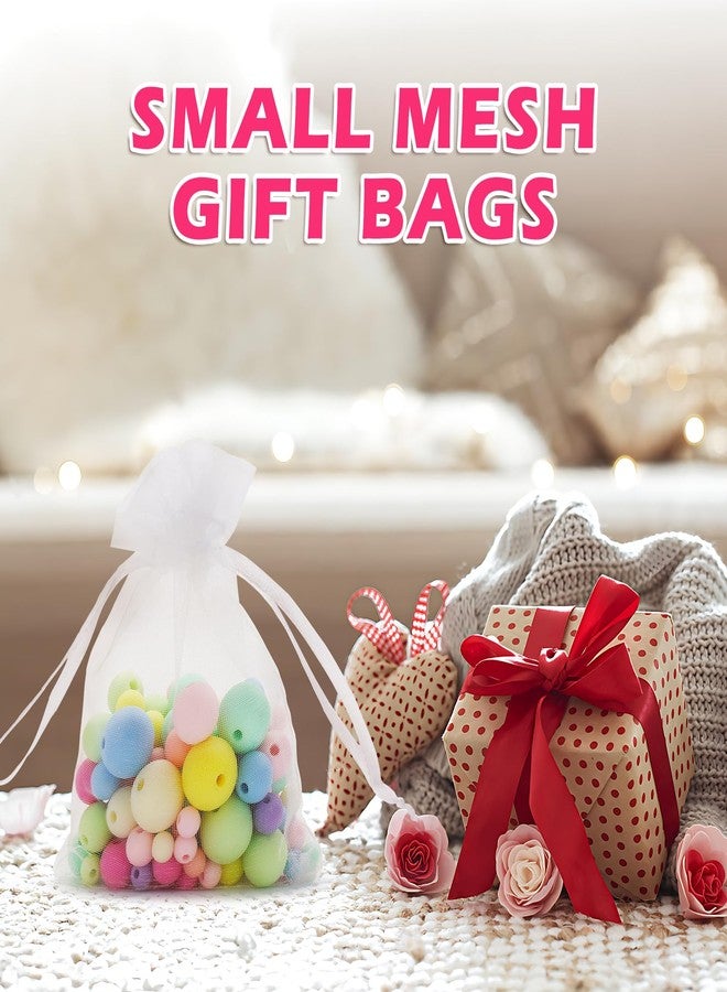 ANZNKU 50PCS White Organza Bags 3x4, Small Gift Bags Bulk for Sachet Jewelry Candy Treat, Mini Mesh Bag Drawstring for Wedding Bridal & Baby Shower, Party Favor Bag for Easter Mothers Day Birthday - Image 5